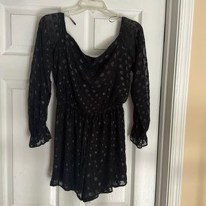 Express Black Polkadot Romper